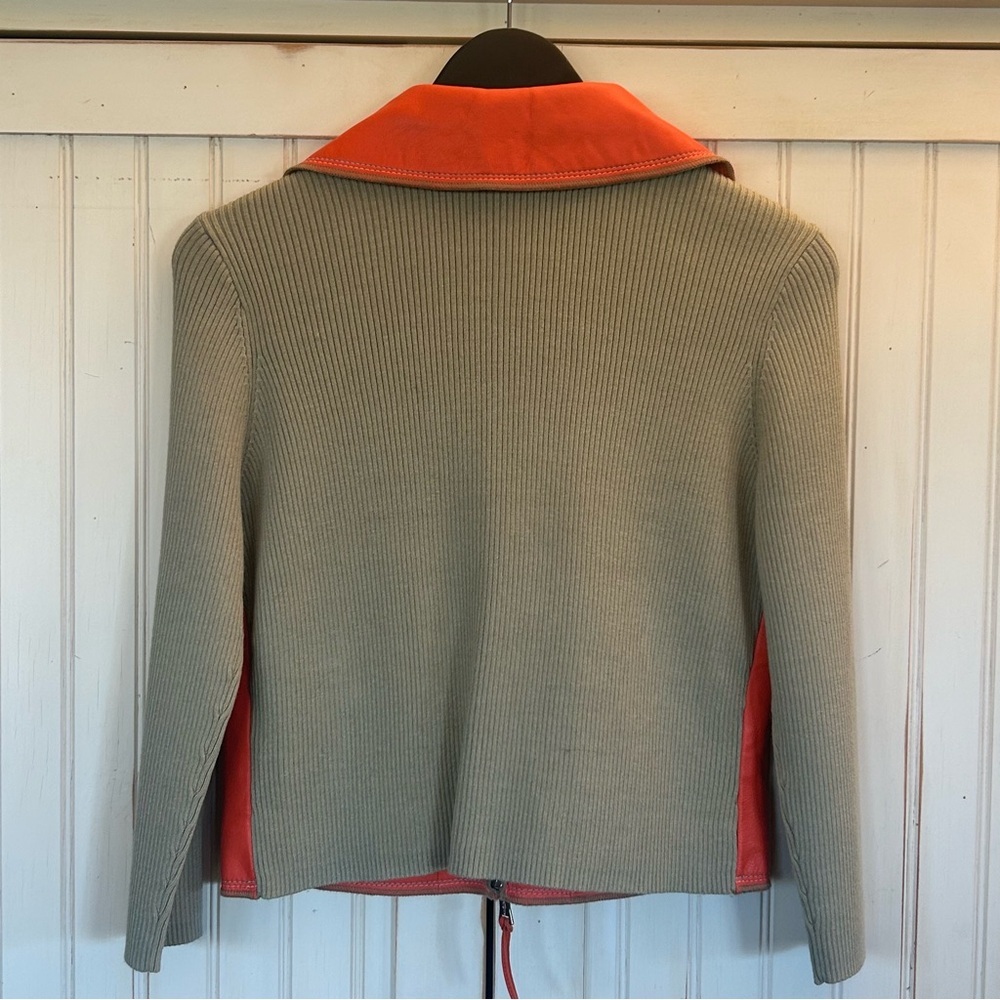 One Girl Who Mixed Media Genuine Leather/Knit Jacket Sz L Like New - Picture 2 of 9